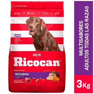 COMIDA SECA PERROS ADULTOS RICOCAN SABOR MULTISABORES BOLSA 3KG