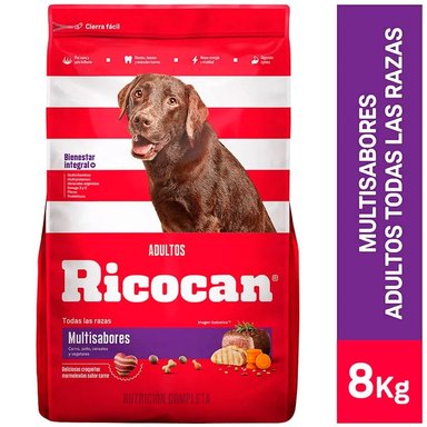 COMIDA SECA PERROS ADULTOS RICOCAN SABOR MULTISABORES BOLSA 8KG