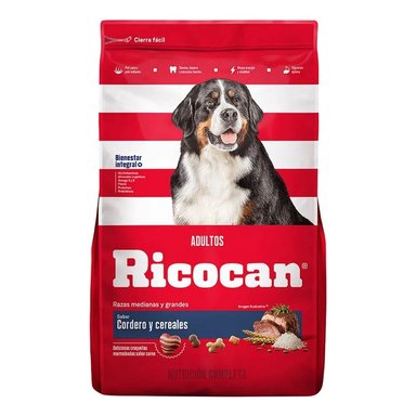 COMIDA SECA PERROS ADULTOS RICOCAN RAZA MEDIANA Y GRANDE SABOR CORDERO BOLSA 15KG