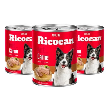 COMIDA HÚMEDA PERROS ADULTOS RICOCAN SABOR CARNE LATA PATÉ DE 330G 3 UNIDADES