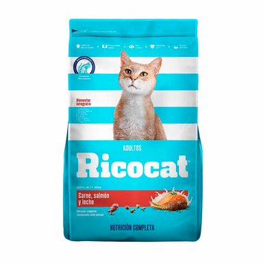 COMIDA SECA GATOS ADULTOS RICOCAT SABOR CARNE Y SALMÓN BOLSA 9KG