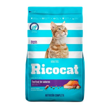 COMIDA SECA GATOS ADULTOS RICOCAT SABOR FESTIVAL DE SABORES BOLSA 9KG