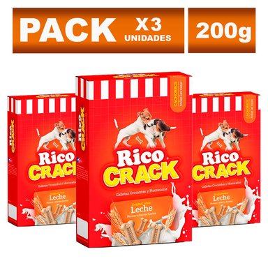 SNACKS PERROS CACHORROS RICOCRACK BOLSA LECHE 200G X3