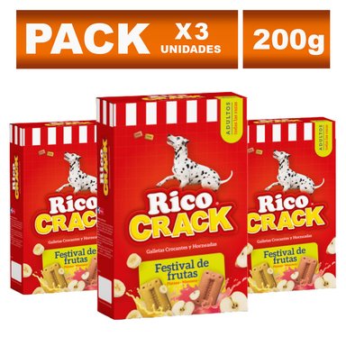 SNACKS PERROS ADULTOS RICOCRACK BOLSA FESTIVAL DE FRUTAS 200G X3