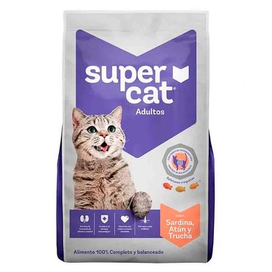 COMIDA SECA GATOS ADULTOS SUPERCAT SABOR SARDINA Y TRUCHA BOLSA 9KG