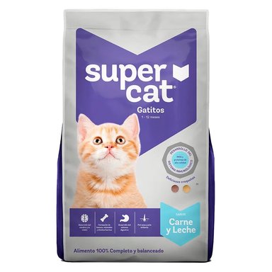COMIDA SECA GATITOS SUPERCAT SABOR CARNE Y LECHE BOLSA 9KG