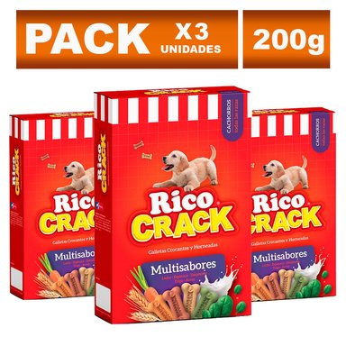 SNACKS PERROS CACHORROS RICOCRACK SABOR MULTISABORES BOLSA DE 200G X3