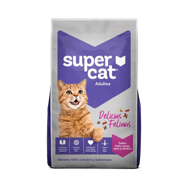 COMIDA GATOS SUPERCAT SABOR POLLO CARNE ATUN SARDIN DELIC FELIN 3KG