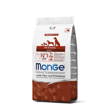 COMIDA PERROS MONGE SABOR CORDERO ARROZ Y PAPA 12KG