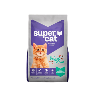 COMIDA GATITOS SUPERCAT SABOR POLLO CARNE LECHE DELIC FELIN PES 3KG