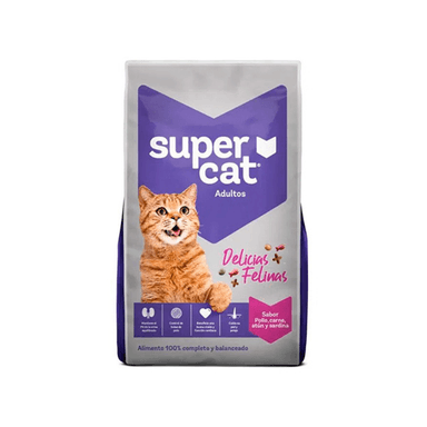 COMIDA GATOS SUPERCAT SABOR POLLO CARNE ATUN SARDIN DELIC FELIN 9KG