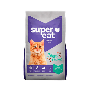 COMIDA GATITOS SUPERCAT SABOR POLLO CARNE LECHE DELIC FELIN PES 9KG