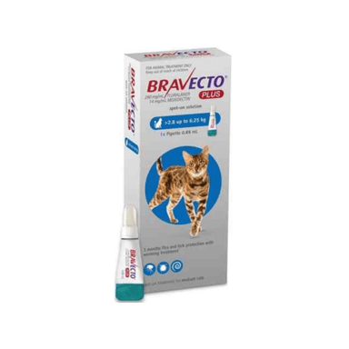 ANTIPULGAS GATO BRAVECTO PIPETA PLUS 250MG 2.9 A 6.25KG