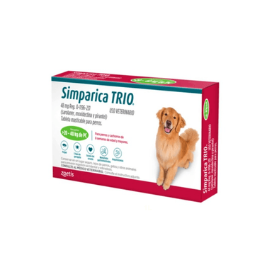 ANTIPULGAS ZOETIS SIMPARICA TRIO 48 MG GREEN (20 A 40 KG) 3 TABLETAS