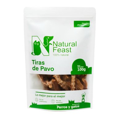 SNACK PERRO NATURAL FEAST TIRAS DE PAVO DESHIDRATADAS 100GR