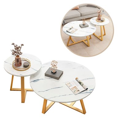 MESA DE CENTRO BUYPAL MODERNA DE METAL Y MADERA 2 PIEZAS