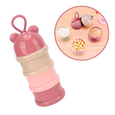 DISPENSADOR ALIMENTO BEBE PORTÁTIL 3 CAPAS ROSADO