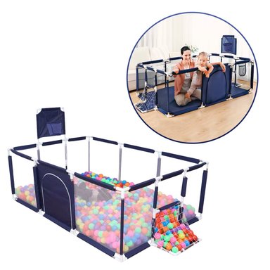 CORRAL PARA BEBES 3 EN 1 CON CANASTA Y ARCO DE FÚTBOL