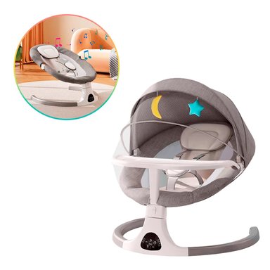 MECEDORA PARA BEBE AUTOMATICA BLUETOOTH CON MOSQUITERO GRIS - 1
