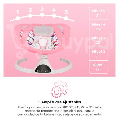 MECEDORA PARA BEBE AUTOMATICA BLUETOOTH CON MOSQUITERO GRIS - 3