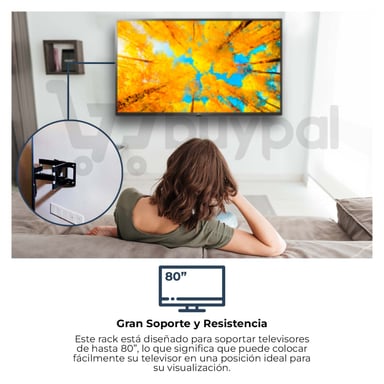RACK TV 40 A 80 PULGADAS PARED TELEVISOR GIRATORIO AJUSTABLE - 2