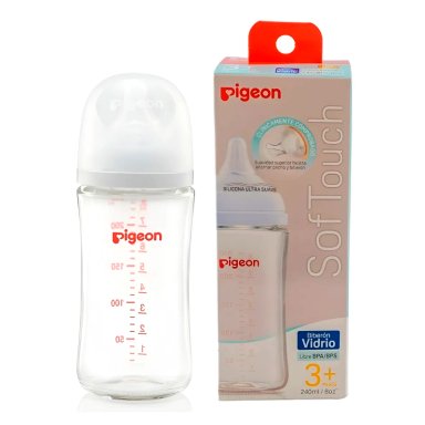 BIBERÓN PIGEON VIDRIO 240ML ANTICÓLICO Y LIBRE DE BPA - 1