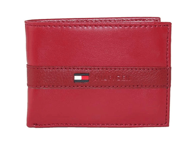 BILLETERA TOMMY HILFIGER CUERO ROJO DELGADA