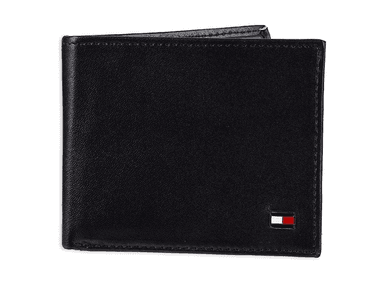 BILLETERA TOMMY HILFIGER CUERO NEGRO DELGADA RFID