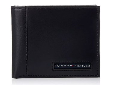 BILLETERA TOMMY HILFIGER CUERO NEGRO PLEGABLE