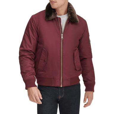 CASACA TOMMY HILFIGER LAYDOWN GUINDA CON CUELLO REMOVIBLE - 1