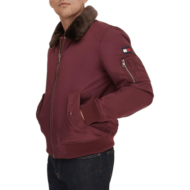 CASACA TOMMY HILFIGER LAYDOWN GUINDA CON CUELLO REMOVIBLE - 5