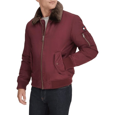 CASACA TOMMY HILFIGER LAYDOWN GUINDA CON CUELLO REMOVIBLE - 7