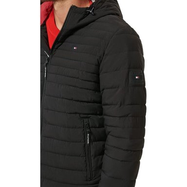CASACA TOMMY HILFIGER STRECH HOODED PACKABLE - NEGRO - 2