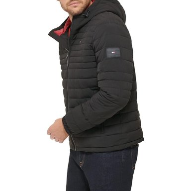 CASACA TOMMY HILFIGER STRECH HOODED PACKABLE - NEGRO - 3