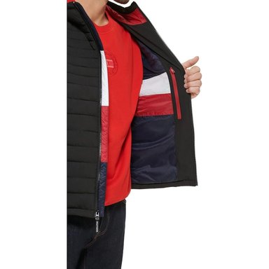 CASACA TOMMY HILFIGER STRECH HOODED PACKABLE - NEGRO - 5