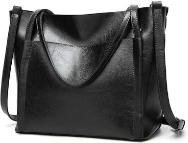 BOLSO ELEGANTE DE LUJO PARA DAMA MODERNO PORTATIL CARTERA CUERO - NEGRO