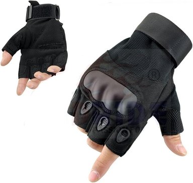 GUANTES MITONES TÁCTICOS MILITAR MOTO GYM DEPORTES CICLISMO CROSSFIT -  NEGRO L