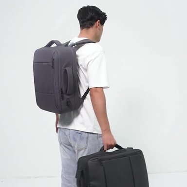 MOCHILA PARA TRABAJO VIAJE NEGOCIOS MORRAL IMPERMEABLE CON USB PORTATIL OFICINA LAPTO - NEGRO - 2