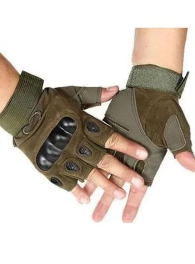 GUANTES MITONES TÁCTICOS MILITAR MOTO GYM DEPORTES CICLISMO CROSSFIT -  VERDE M