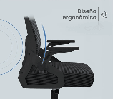 SILLA ERGONÓMICA ESCRITORIO OFICINA GIRATORIOA SOPORTE LUMBAR NEGRA - 2