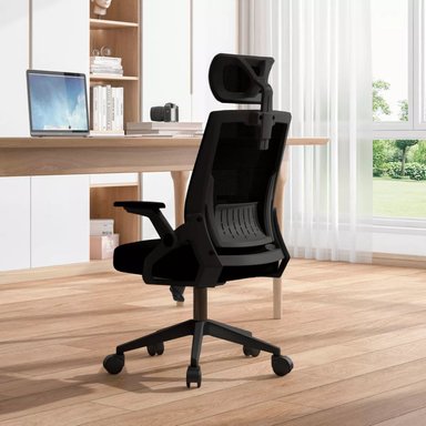SILLA ERGONÓMICA ESCRITORIO OFICINA GIRATORIOA SOPORTE LUMBAR NEGRA - 5
