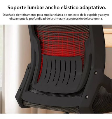 SILLA ERGONÓMICA ESCRITORIO OFICINA GIRATORIOA SOPORTE LUMBAR NEGRA - 6