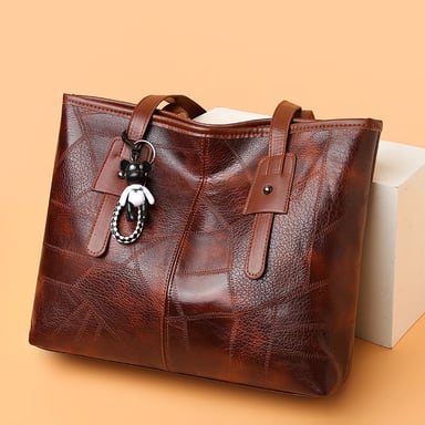 BOLSO DE HOMBRO GRAN CAPACIDAD MARRÓNMODERNO CARTERA DE MANO ESTILO ALTA CALIDAD - 4