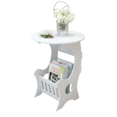 MESA AUXILIAR BLANCA MULTIFUNCIONAL ESTILO EUROPEO CON REVISTERO PARA SALA DORMITORIO ESTUDIO