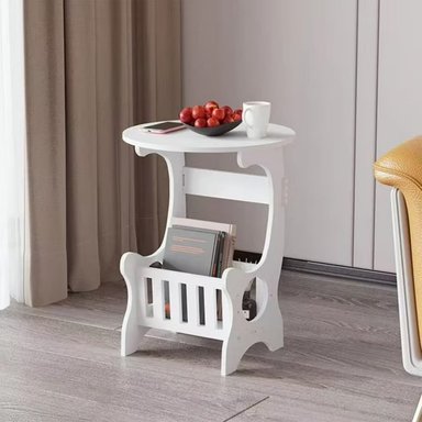 MESA AUXILIAR BLANCA MULTIFUNCIONAL ESTILO EUROPEO CON REVISTERO PARA SALA DORMITORIO ESTUDIO - 4