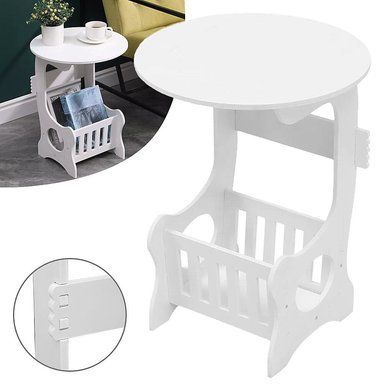 MESA AUXILIAR BLANCA MULTIFUNCIONAL ESTILO EUROPEO CON REVISTERO PARA SALA DORMITORIO ESTUDIO - 6