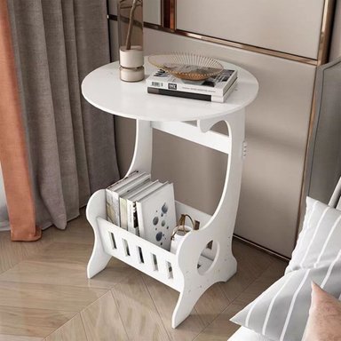 MESA AUXILIAR BLANCA MULTIFUNCIONAL ESTILO EUROPEO CON REVISTERO PARA SALA DORMITORIO ESTUDIO - 7