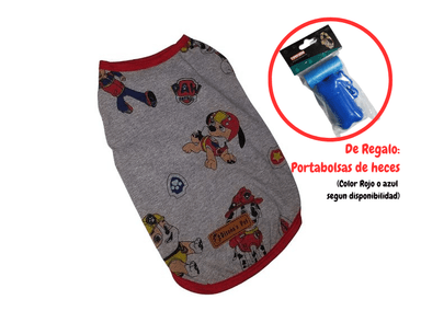 POLO FRANELA PERRO Y GATO BVD DISEÑO'S PET MANGA CERO TALLA 2 PAW PATROL