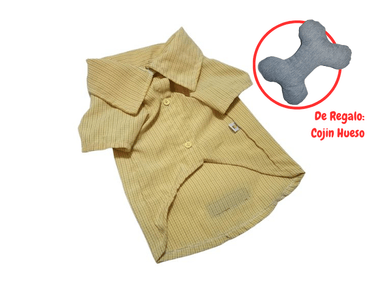 CAMISA PERRO Y GATO DISEÑO'S PET CUADROS AMARILLA TALLA 3