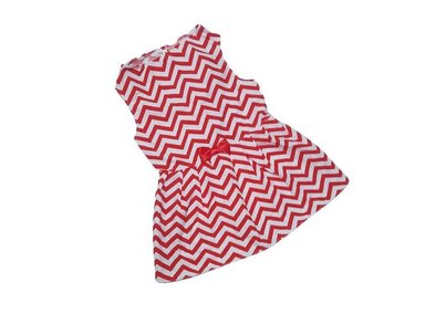 VESTIDO PERRO GALA DISEÑO'S PET RAYAS ROJAS TALLA 4